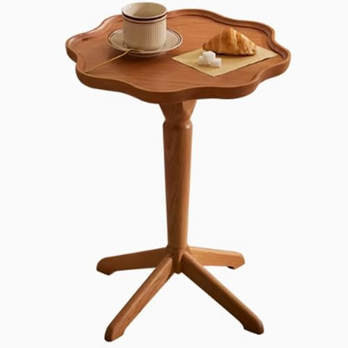 Tavolino Salotto Legno Massello Tavolino a Forma di Fiore,Materiale Legno di Ciliegio Tavolino Salotto Moderno,Adatto Soggiorno Camera da Letto,45×45×52cm,Marrone