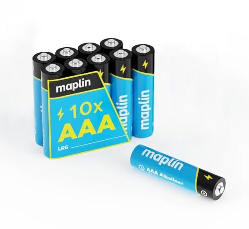 Maplin 10x AAA LR03 1.5V Alkaline Batteries (Triple A) 10 Year Shelf Life High Performance