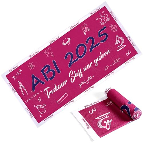 Namalu ABI 2025 Badetuch Geschenke Strandtuch Abitur 2025 Handtuch Strandtücher Duschtuch Badehandtuch für Abschlussfahrt Geburtstag Dusche Schwimmen(Rubinrot,Akademischer Stil)