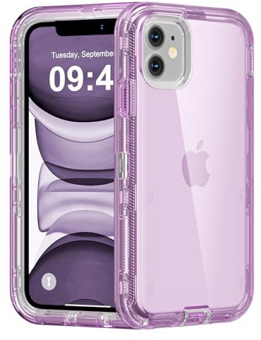 Follaroma for iPhone 11 Case, Heavy Duty Shockproof Protection Phone Cases, Anti-Drop, Dual Layer Transparent Protective Cover Compatible with iPhone 11, 6.1 inch, Crystal Purple