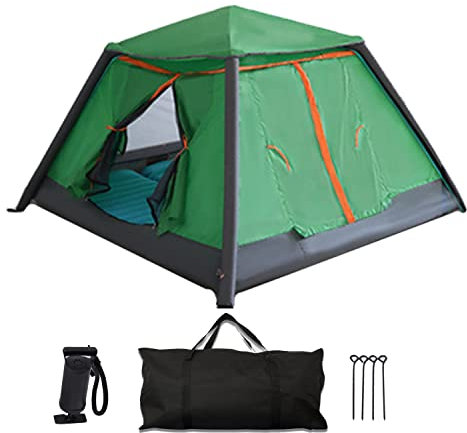 Aufblasbares Zelt, Campingzelt für 2-4 Personen 210 * 195 * 140CM, Schnellaufbau 60S, Inflatable Tent für Camping, Reisen, mit Aufbewahrungstasche (Grün,195,210)