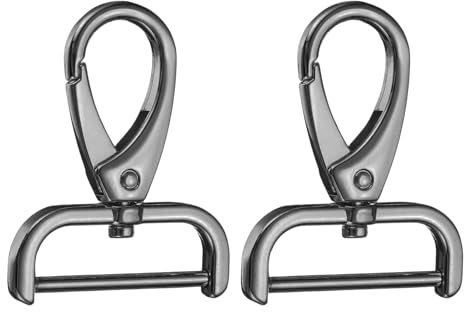 QUARKZMAN 2 Stück 32 mm D-Ring Abnehmbarer Karabinerhaken Schwenkbarer Karabiner mit Schiebeschnalle Hummerkrallenverschluss für Taschengurt Schlüsselanhänger Tasche DIY Handwerk (Gunmetal)