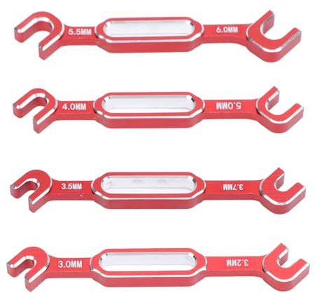YULEESIYIP RC Turnbuckle Wrench Set High Strength Aluminum Alloy Nut Ball Joint Remover for RC Car Repair (Rojo)