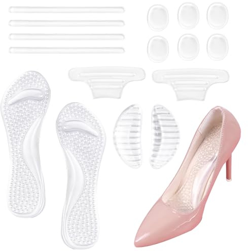 Set di solette antiscivolo per tacchi alti – Cuscinetti in gel per scarpe, comfort e stabilità per sandali e infradito, soluzione perfetta per scarpe antiscivolo, solette in silicone per donna