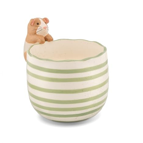 Sass & Belle Peeking Guinea Pig Planter - Indoor Plant Pot, Animal Design for Cactus or Succulent, Ceramic plant pots for Home Decor, Flower Pot Designed by Sass and Belle