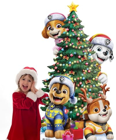 Star Cutouts SC4900 Paw Patrol Christmas Tree Stack 178cm Cardboard Cutout – Giant Festive Party Display for Kids Rooms & Events