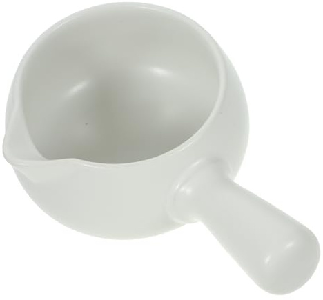 IWOWHERO Ceramics Milk Pan Mini Single Handle Milk Heating Pot for Soup Noodles Food Cooking White Household Multipurpose Cookware