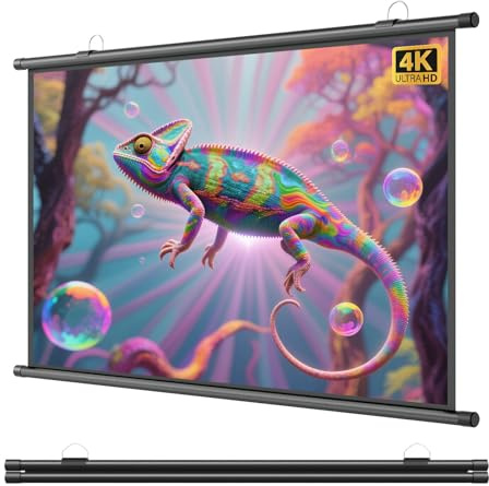 4K HD Projektion Beamer Leinwand, 16:9/4:3 Projektionsleinwand, AntiFalten, Tragbare Projektor Schirm, 30 40 50 60 72 Zoll Film Screen Für Outdoor Heimkino Garten Terrasse Camp(72in 16:9)
