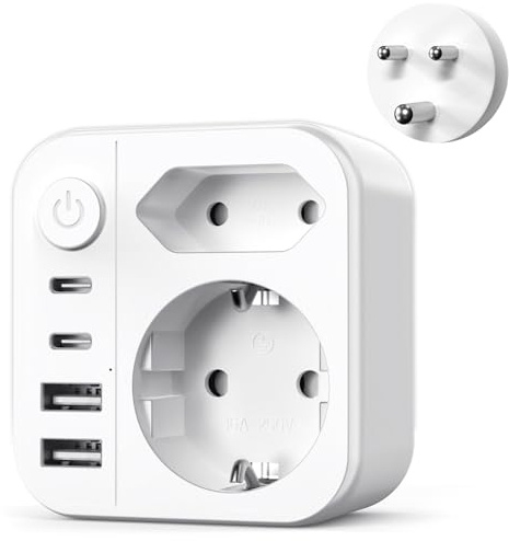 6 en 1 Adaptador de Enchufe Sudáfrica,3300W Adaptador Enchufe Español a Sudáfrica con 2 USB A y 2 USB C,Adaptador de Viaje Tipo M para Namibia, Bután,Lesotho, Mozambique