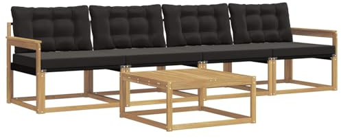 vidaXL Outdoor-Sofagarnitur 5 pcs Weiß und Schwarz 79 x 79 x 37 cm, Garten, modernes Outdoor-Sofa, Lounge-Set für die Terrasse, stylisches Möbel, bequemes Sitzen