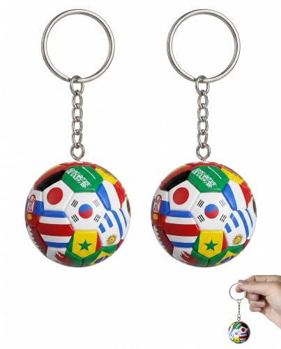 YIPFEN Porte-clés Football, Lot de 2, Coupe du Monde 2026, Drapeaux Nationaux Multicolores, Accessoire Fan & Déco Sac à Dos
