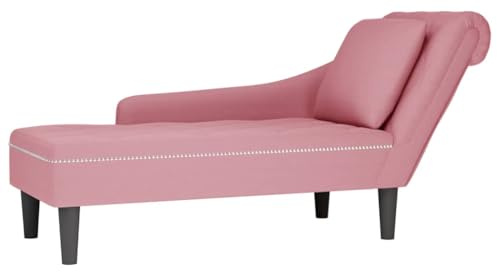 Qnhdfrt Chaiselongue mit Rechter Armlehne Rosa Samt Recamiere mit Eleganter Knopfheftung Inklusive Lendenkissen Relaxliege Polsterliege für Wohnzimmer Schlafzimmer und Büro 145cm