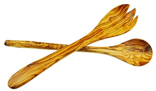 Olive Wood Bois d'olivier Ea10l30 Couverts à Salade, Grain/Naturel, Lot de 2