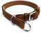 Zugstopp Lederhalsband für Hunde Schlupfhalsband Cognac, Chrom Gr. 40