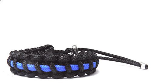 HanseCharms Paracord Armband-Thin Blue Line-Polizei-Männer, Frauen, Kind Armband-Verstellbar, 3 Breiten (1,5 cm Breit - Paracord Typ II, L = 19-24 cm)