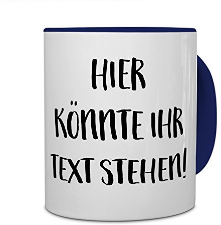 printplanet® - Tasse mit eigenem Text bedrucken lassen - Kaffeebecher mit Wunschtext oder Spruch personalisieren - Becher Blau
