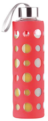 Bouteille en verre borosilicate 550 ml - Avec housse silicone Rouge [Pearl]