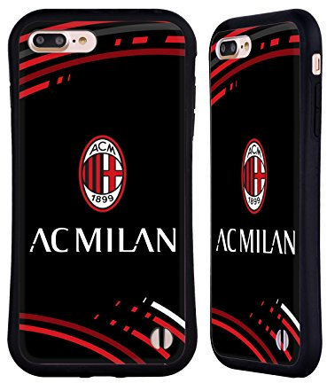 Head Case Designs Licenza Ufficiale AC Milan Curvato Modelli Cresta Custodia Cover Ibrida Compatibile con Apple iPhone 7 Plus/iPhone 8 Plus