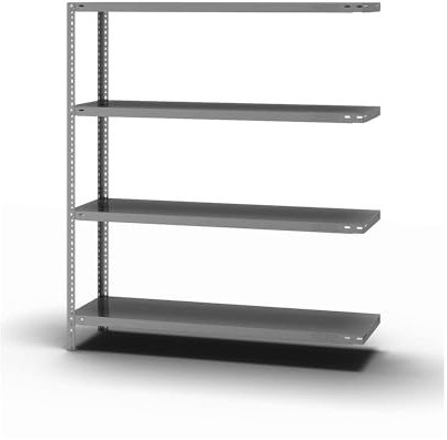 eurokraft | Lager-Schraubregal | verzinkt | mittelschwer | Regalhöhe 1500 mm | Bodenbreite 1300 mm | Tiefe 400 mm | Anbauregal