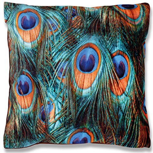Bestlivings Dekokissen mit abnehmbaren Bezug in 40x40 cm (Pfauenfedern)