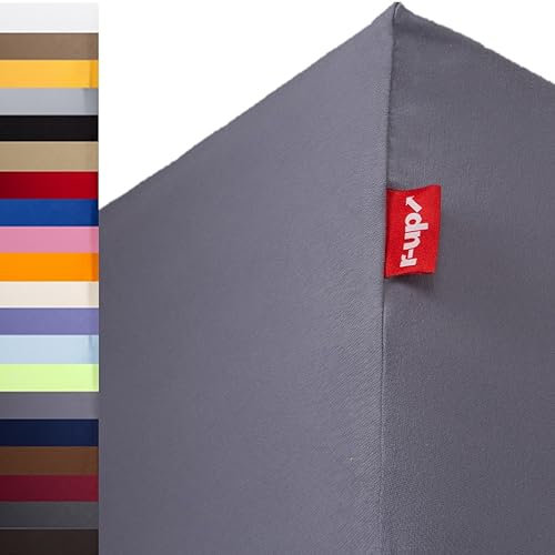 r-up Beste Spannbettlaken Doppelpack 180x200-200x220 bis 35cm Höhe viele Farben 95% Baumwolle / 5% Elastan 230g/m² Oeko-TEX stressfrei auch für hohe Matratzen (grau)