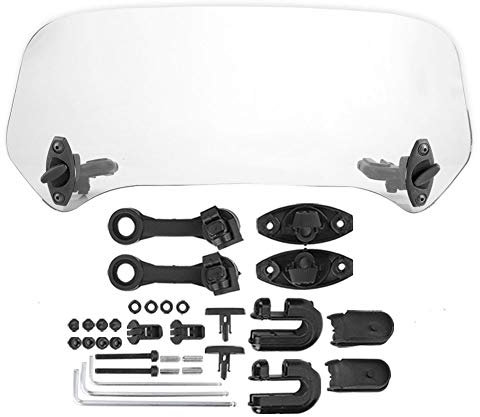 KIMISS Pantalla de Viento Ajustable para Motocicletas de plástico, Motocicleta Universal Parabrisas modificada Parabrisas Spoiler Deflector de Aire (Transparente & Ahumado)(Transparente)