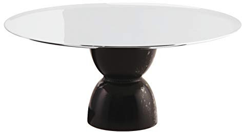 SAMBONET - Alzata ¯ Cm 22 H Cm 9,5 Madame Inox Argentato Base Resina Nera Marmo