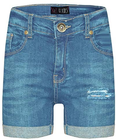 A2Z 4 Kids Girls Denim Ripped Shorts Stretchy Summer 5-13Y | Trendy Stretch Denim Shorts for Girls Comfortable Fit