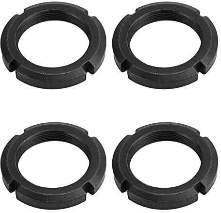 MroMax M45 x 1,5 mm Sicherungsmuttern aus Karbonstahl, 4 Schlitze, rund, Schwarz, 4 Stück