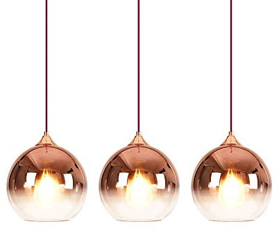 YFMYY 3er-Pack Moderner Spiegel Glaskugel-Anhänger Light Gold/Rose Gold/Silber Globe Loft Hanglamp Nordic Kreativität E27 Single Head Pendelleuchte Küche Licht Leuchte (Color : Roségold-20cm)