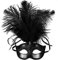 dressforfun 900887 Venezianische Maske mit Federn, Halbmaske für Damen, Augenmaske mit Zierborte für Maskenball Party Kostüm Fasching Karneval Halloween - diverse Farben - (schwarz | Nr. 303546)