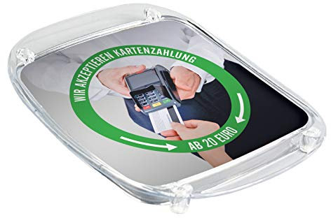WIRKSAMWERBEN Zahlteller Kassierteller Geldschale: Wir akzeptieren Kartenzahlung ab 20 Euro