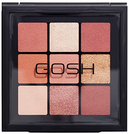 GOSH Eyedentity Lidschatten-Palette 002 BE HUMBLE mit 9 perfekt abgestimmten Farben in Matt & Metallic, kombinierbar für Tages-Make-Up & glitzernde Looks für den Abend, vegan & parfümfrei, 46.4 g
