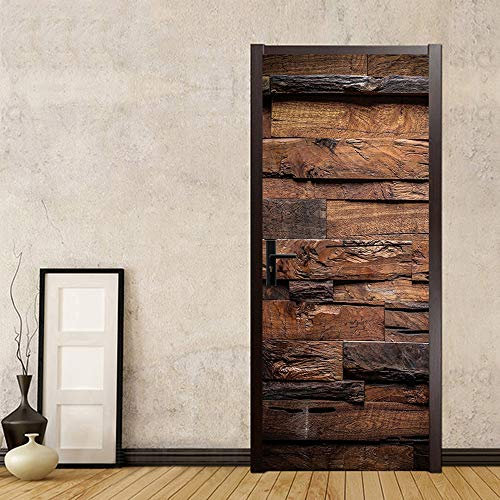 LLWYH Türaufkleber Türtapete 3D Holz Wasserdicht Selbstklebend Wandbild Türfolie Türposter Fototapete 90 x 200 cm