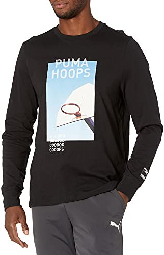 PUMA Men's Graphic Long Sleeve Tee T-Shirt, Black, S