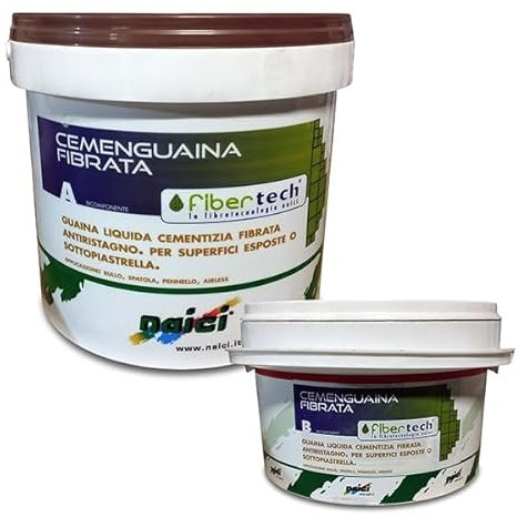 Naici guaina liquida fibrorinforzata impermeabilizzante bicomp a+b CEMENGUAINA FIBRATA grigio scuro 5 kg