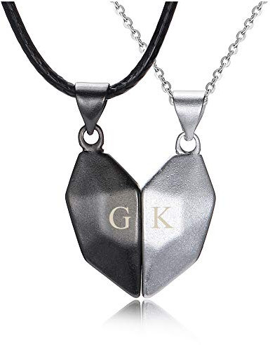 Jovivi Magnetische Yin Yang Kette Herz Puzzle Anhänger mit Gravur Partnerketten Halskette für Paare Partner Geschenke