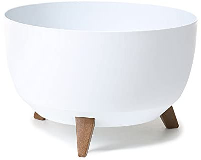 botle Pot de fleurs avec pieds en plastique, Jardinière sur pieds, Pot plante exterieur, bol rond avec insert, couleur (blanc, 470 mm)