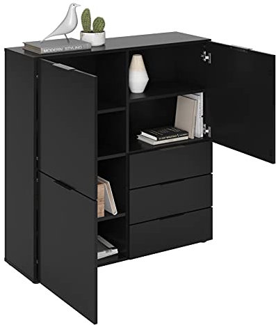 DEINE TANTE EMMA 557-002 Dark 2 Schwarz Kommode Sideboard Highboard Schubladen ca. 100 x 101 x 32 cm