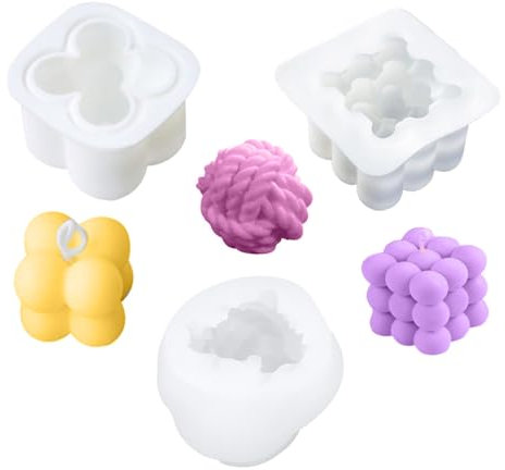 Vasemele Kerzenform 3 Stück DIY Kerzenformen Fondant Formen Silikon Kerzen Selber Machen Candle Gestrickte Kugel Kerzenform Silikon Kerzenformen Kerzenform zum Gießen
