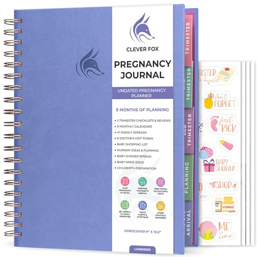 Clever Fox Planificateur de grossesse et livre de souvenirs – Un journal de suivi semaine par semaine pour une grossesse heureuse et saine – Livre souvenir de grossesse et de bébé pour les nouvelles
