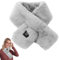 Women Heated Scarf, USB Rechargeable Electric Neck Heating Pad Fluffy Warm Neck Wrap w/3 Temp Modes for Girls Women Winter Indoor Outdoor, Grey
