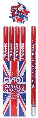 HENBRANDT Konfetti-Kanone mit Union Jack, blau, weiß und rot, biologisch abbaubares Papier, 80 cm, Konfetti-Shooter für Feiern, Queens Jubilee, BBQ, Großbritannien, Konfetti-Dekoration, 1 Stück