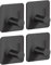 LogwithU - Paquete de 4 ganchos autoadhesivos, modernos de acero inoxidable mate, resistentes al agua, 3M, ganchos adhesivos de pared resistentes para toallas resistentes (negro)