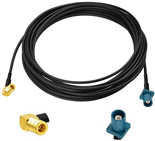 Eightwood DAB Antennenkabel SMB Fakra Kabel Fakra Z Stecker auf SMB Stecker abgewinkelt Koaxial RG174 500cm Kompatibel zu DAB Autoantennentoppern AM/FM Blaupunkt Pionier usw