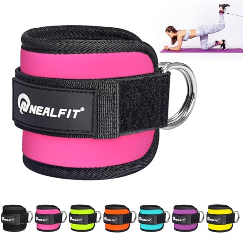 NEALFIT Ankle Strap for Cable Machine, Gym Ankle Cuff for Kickbacks, Leg Extensions, Glute Workouts, Booty Hip Abductors Exercise for Women and Men (Pink, Single)