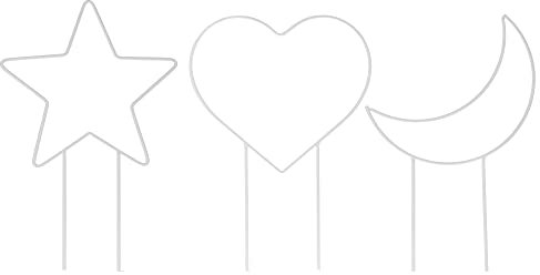 Zimmerpflanzstäbe 3er Set - Mini Rankgitter für Topfhaus Garten Pflanzenstütze für Hoya, Blume, Pothos, Efeu, Reben, Monstera (Stern Mond Herz, Weiß)