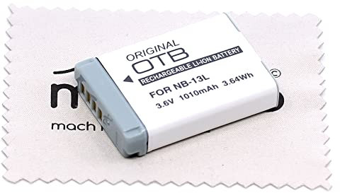 Ersatz Akku passend für Canon PowerShot G1 X Mark III, G5 X, G5 X II, G7 X, G7 X II, G7 X III, G9 X, G9 X II, SX620 HS, SX720 HS, SX740 HS (Ersetzt NB-13L) Kamera Akku OTB mit mungoo Displayputztuch