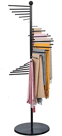Band Geschenkpapier-Schal-Rack Drehbar Halterung für Schal, Zuhause/ Kommerziell Stehender Boden Ständer für Organizer für Seidenschal/ Stoff/ Halstuch, 28/30 Stangen zum Aufhängen ( Color : Black , S