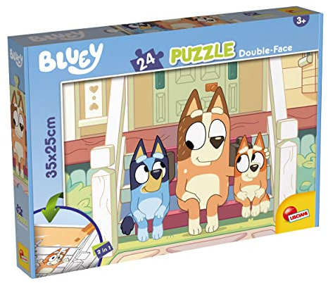 Lisciani – BLUEY Puzzle – 24-teiliges Puzzle – 2-in-1-Puzzle – doppelseitig – Rückseite zum Ausmalen – Lernspiel – ab 3 Jahren – fördert die Kreativität – 35 x 25 cm